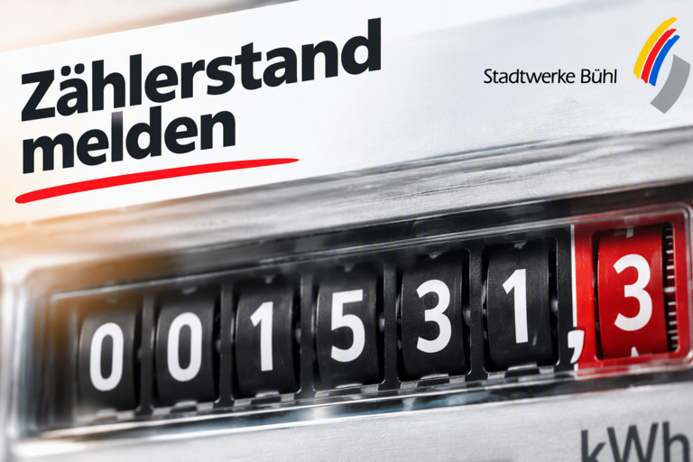 Ein Stromzähler mit der Aufschrift "Zählerstand melden" zeigt den Zählerstand 1531,3 an.
